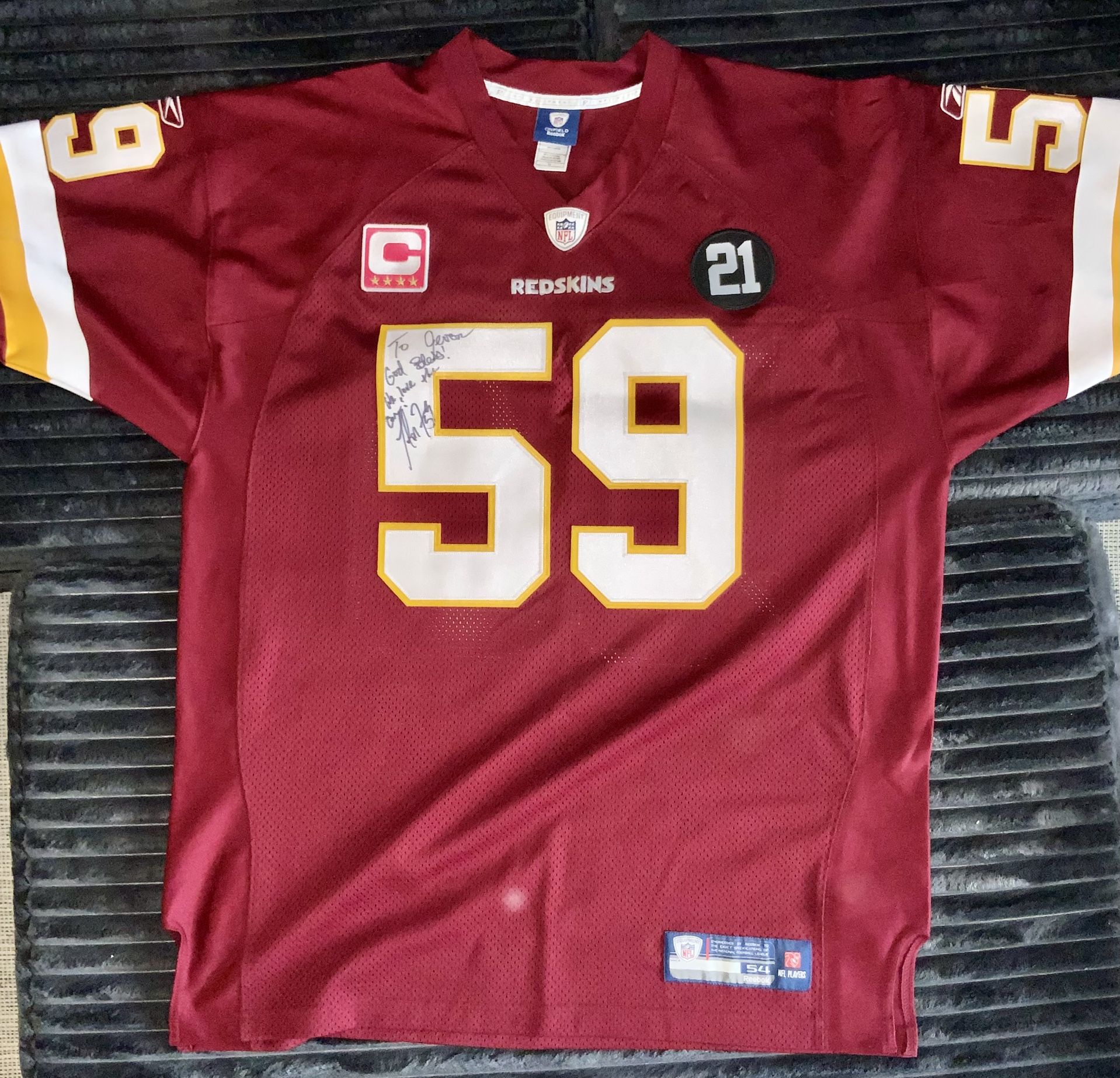 Signed London Fletcher Authentic On-Field Redskins Jersey