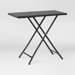 Modern Outdoor Folding Side Table – Black Steel