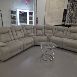 POWER RECLINERS SECTIONAL CORDUROY FABRIC 
