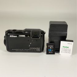 Nikon Coolpix AW120 Black 16MP Waterproof Digital Camera with 16GB Memory