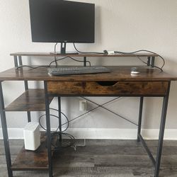 Computer Desk w/ Drawer And Shelves 