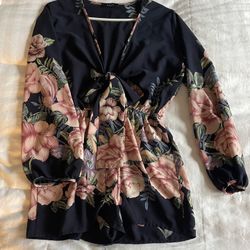 Dark Blue Flora. Jumpsuit 