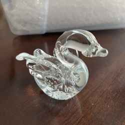 Vintage Glass Swan Paperweight