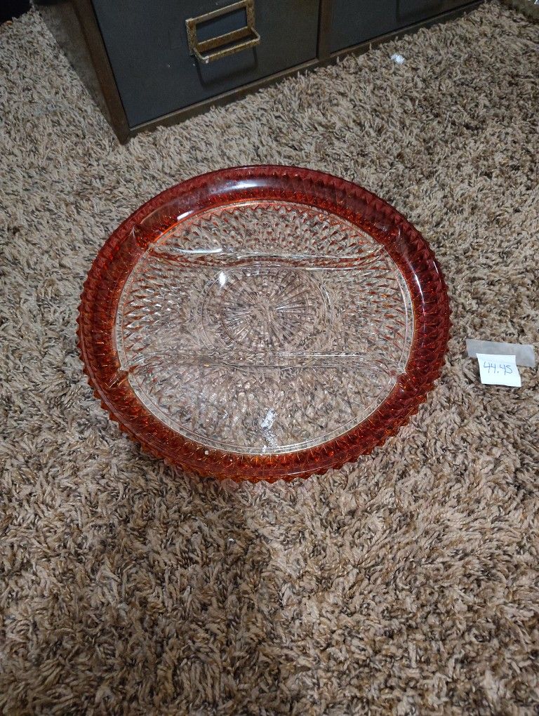 Indian Glass Ruby Flash Plate