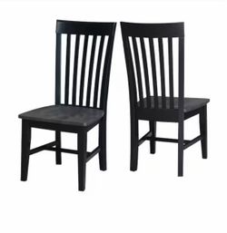 Set of 2 Black Slat-Back Dining Chairs