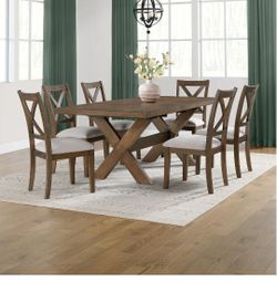 Solid Wood 7 Piece Dining Set With LEAF