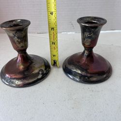 International Silver Company Candle Stick 3”Candlestick Holders Set Pair Of 2