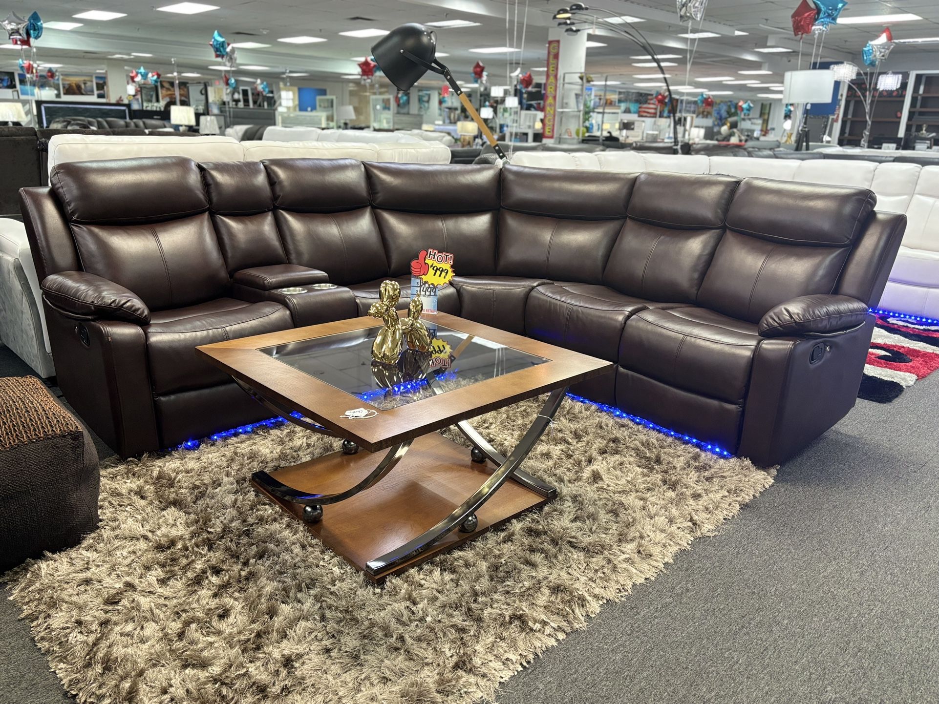 Brown Manual Recliner L-Shaped Sectional Couch For Sale ( We Deliver) 45% Off