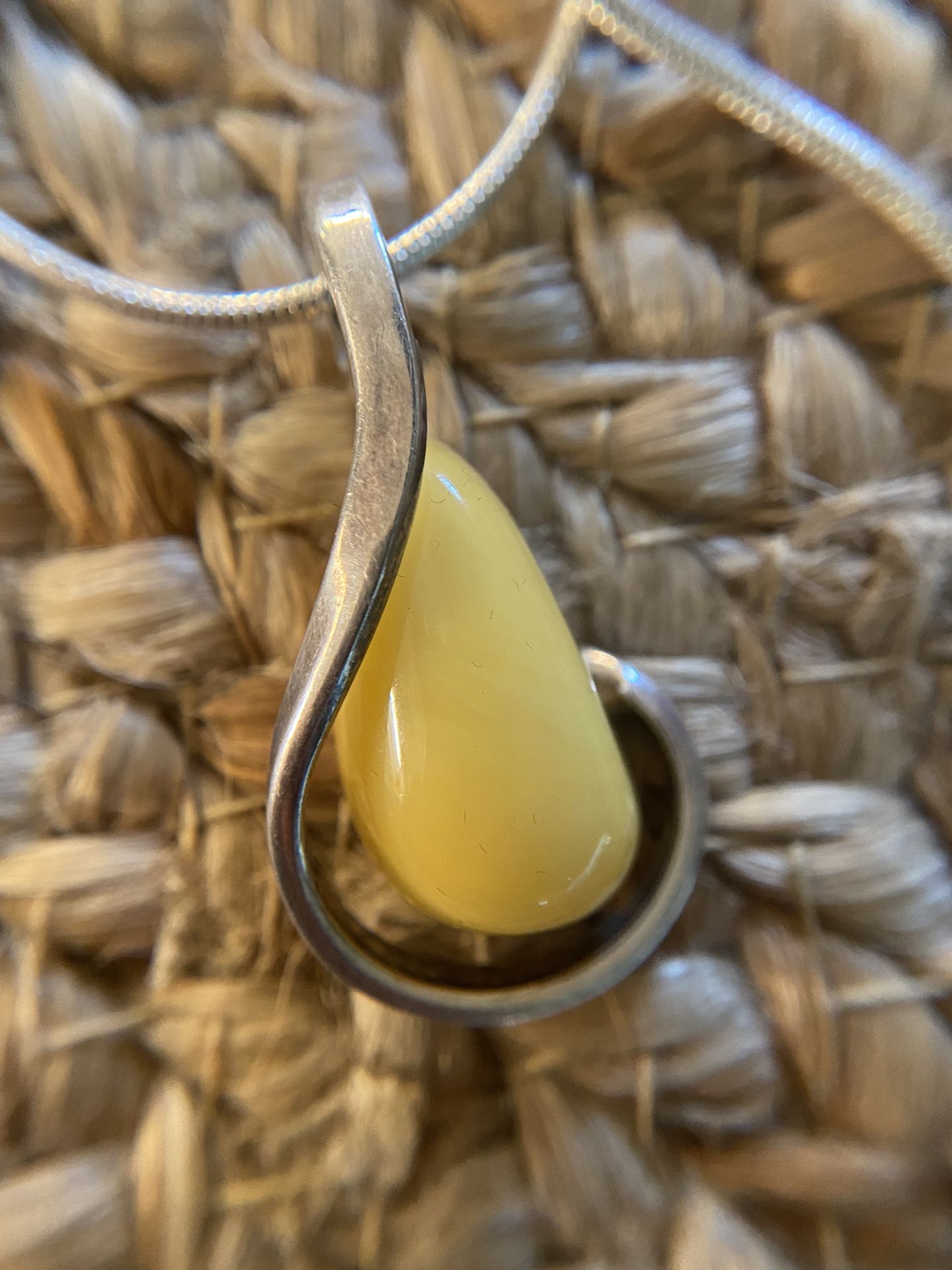 Large Baltic  butterscotch amber sterling silver pendant and chain