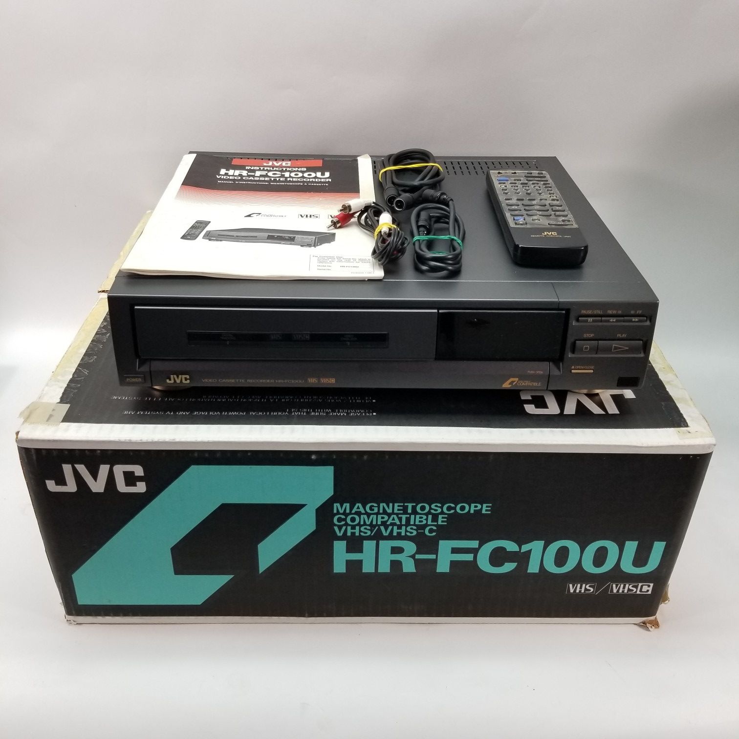 JVC Hi-Fi Stereo Video Cassette Recorder HR-FC100U VCR VHS/VHS-C w/Remote & Box