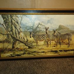 Vintage Zebra Picture on Wood