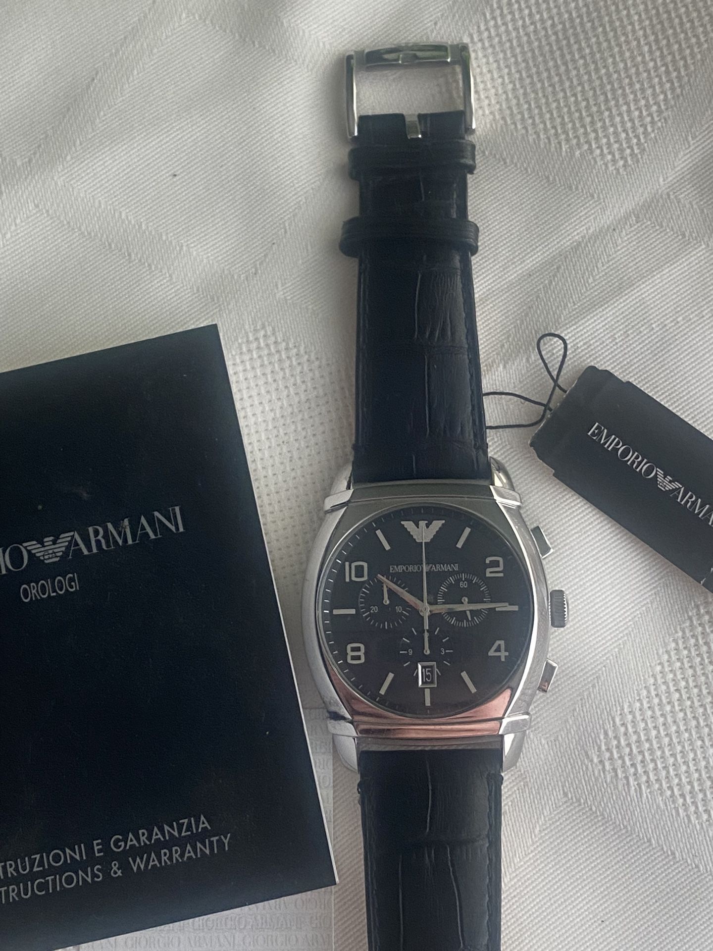 Authentic Emporio Armani Unisex Chronograph Watch will box and certificate
