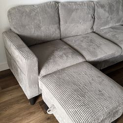 Ebern Designs Degnan 76.4” Sofa Chaise with Ottoman - Light Gray