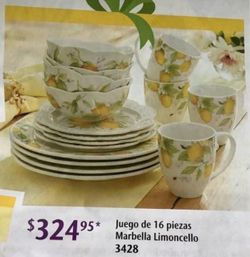 16 piezas vajilla limoncello princess house