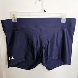NWT Under Armour Compression Mid Rise Shorty Shorts XXL Navy Blue