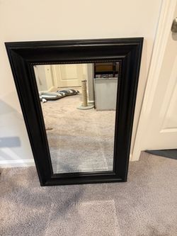 35x23” Brown Bronzed Framed Wall Mirror with Beaded Detail