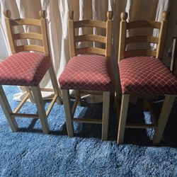Free Bar Stools Wood Red Cloth Seat