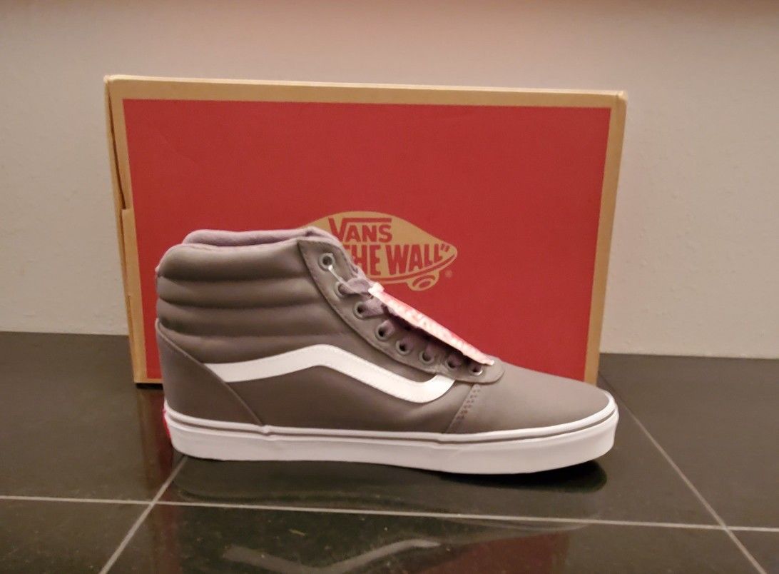 NIB-Men's Vans Ward HI, canvas, Pewter/White, *See my page for more Vans, UA, Converse