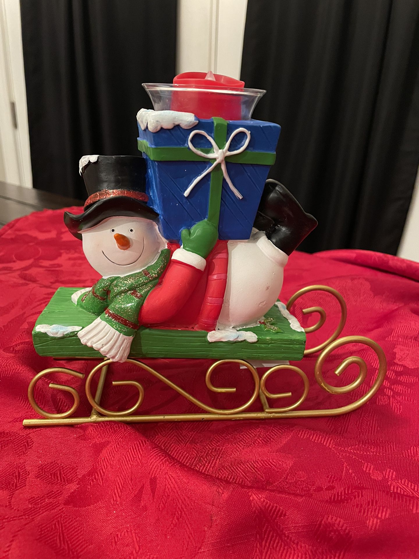 Frosty The Snowman On A Snow sled Candle Holder