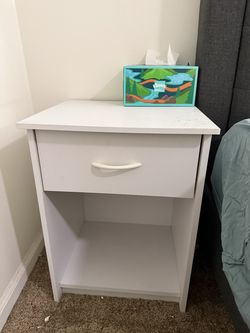 White Nightstand – 1 Drawer + Open Shelf