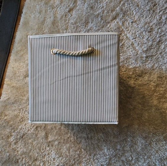 Better Homes & Gardens Collapsible Fabric Cube Storage Bin, Grey Stripe