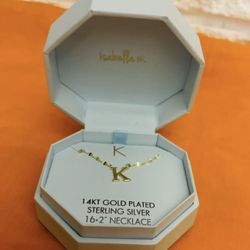 isabella m K 14KT GOLD PLATED STERLING SILVER 16+2" NECKLACE