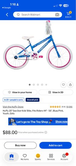 Huffy Sea Star 20" Kids' Bike Blue/Pink