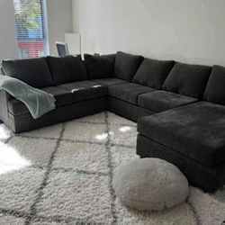 Dark Gray Sectional Couch With Reversible Chaise