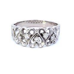   14kt White Gold .25ct tw Diamond Open Hearts Ring Size 12