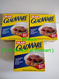 Glad Food Storage Containers - Entre Container - 25oz ( 6"x 6"x 2" ) , 5ct
