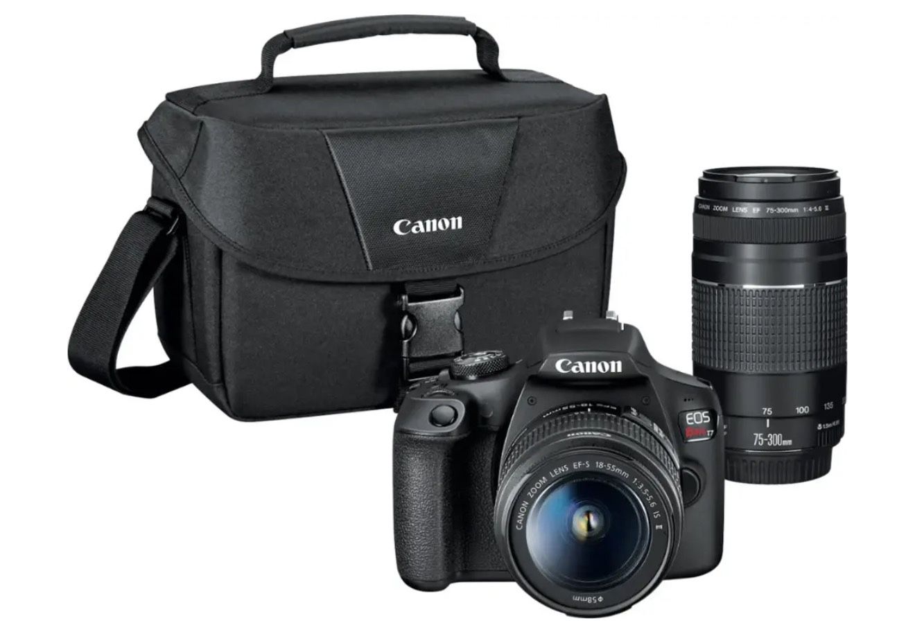Canon - EOS Rebel T7 DSLR Video Two Lens Kit with EF-S 18-55mm and EF 75-300mm Lenses - Black