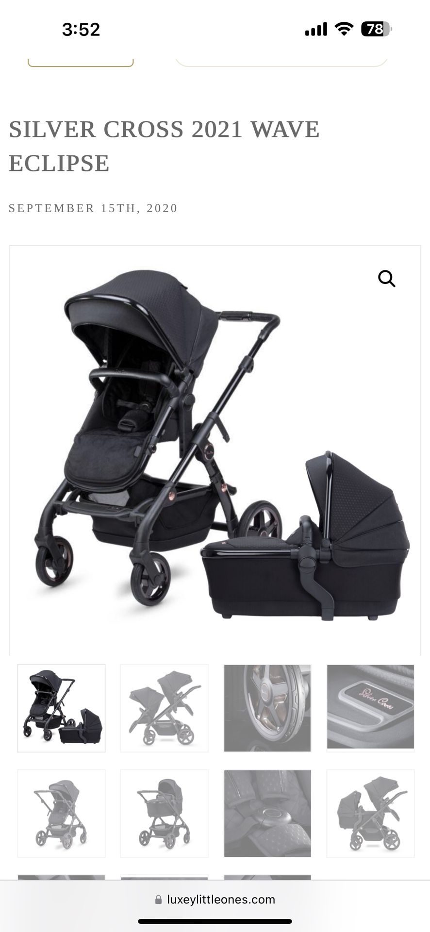 Silver Cross Wave Double Stroller With Tandem Seat Complete Set