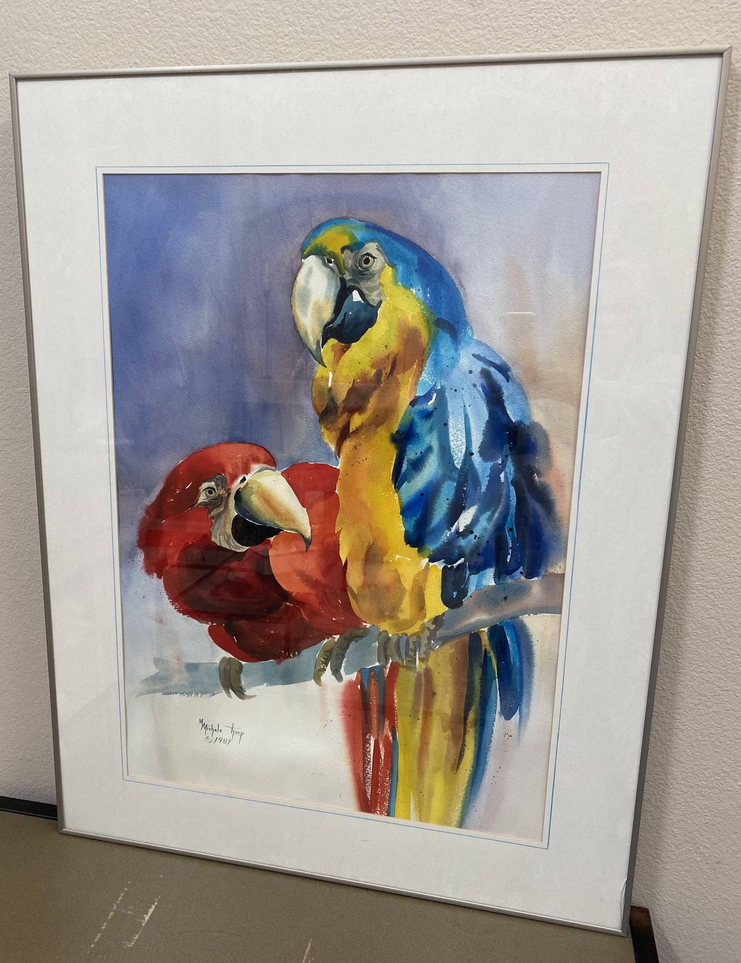 Very Large Original Watercolor, Framed & Matted