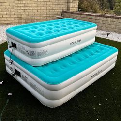 New In Box $35 for Twin $45 for Queen Size 18 Inch Tall Air Mattress Bed with Built In Pump Plugin Camping Mat 