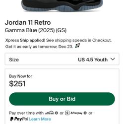 Jordan 11 Gamma Blue Size 4.5Y