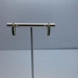 14k Emerald Hoop Earrings.