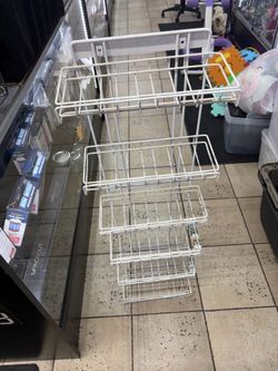 5-Tier White Wire Wall-Mount Storage Rack / Pantry Organizer