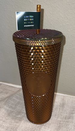 Starbucks 50th Yr Anniversary Gold Honeycomb Studded Tumbler 
