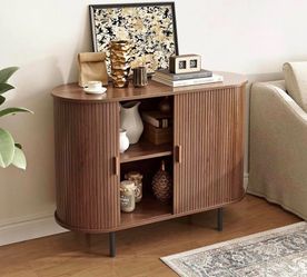 40" Sideboard Buffet Cabinet with Storage, Storage Cabinet with Sliding Door & Adjustable Shelf, Modern Accent Coffee Bar Console Table for Kitchen, E