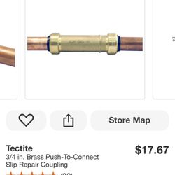 Tectite 3/4 in. Brass Push-To-Connect Slip Repair Coupling