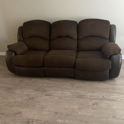 Brown reclining Couch For Sale