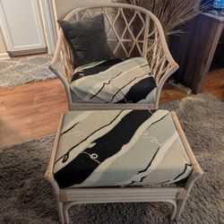 Super Cute And Large Rattan Accent Chair And Ottoman Cushions Are Removable And Can Be Dyed For More Modern Look