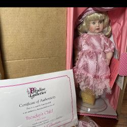 Paradise Galleries Tuesday Child 8.5" Porcelain Doll Days of the Week SB12