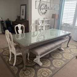 Shabby Chic Extendable Wood Dining Set  $100