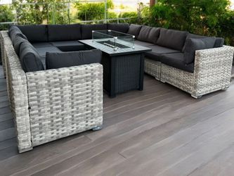 Outdoor Patio Sectional Sofa Set with Fire Pit, We finance & Deliver, $54 down