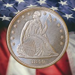 1849 Seated Liberty Dollar Silver Plated Novelty Coin - Unc