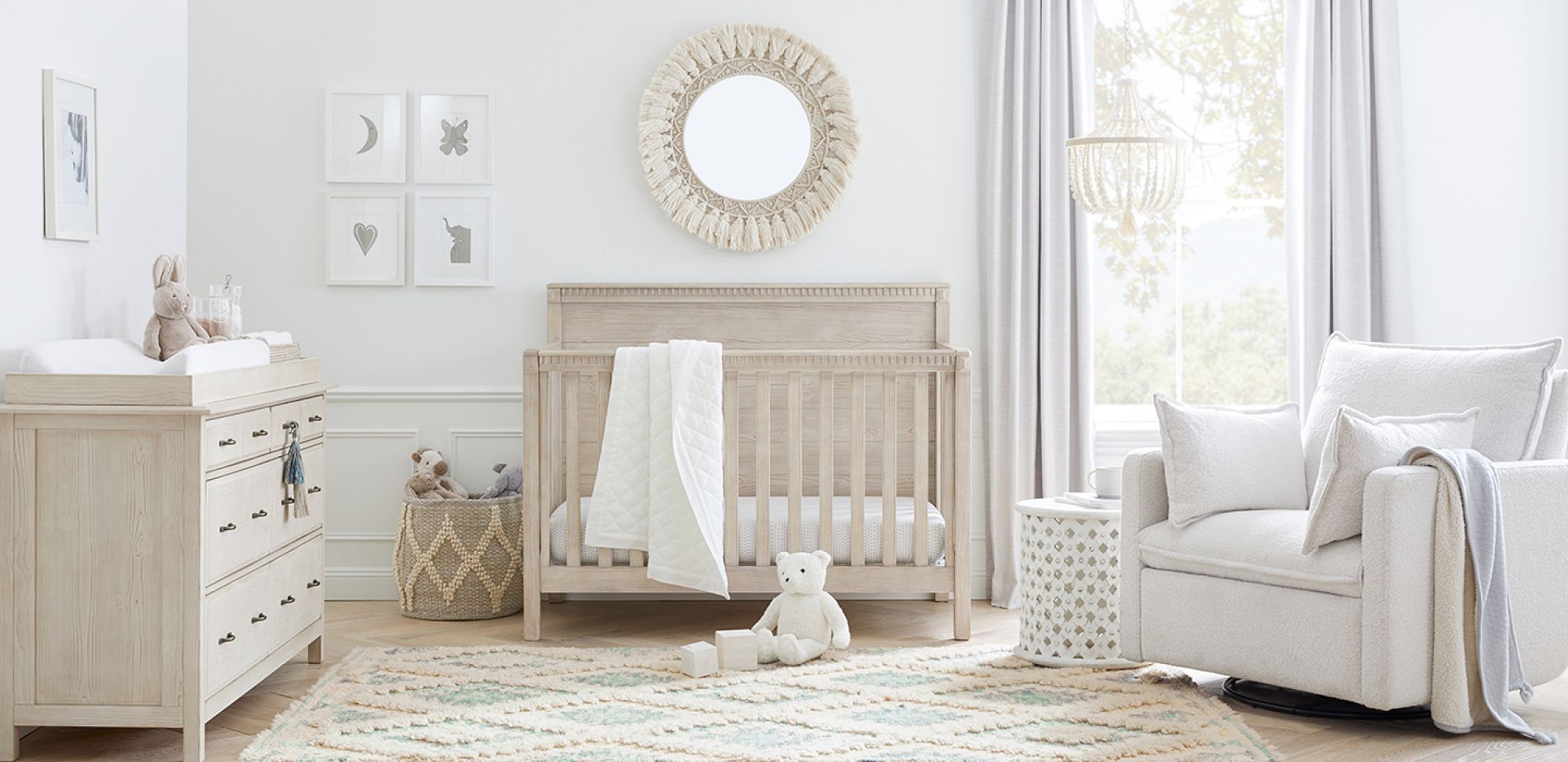 Pottery Barn Rory 4 In 1 Convertible Crib & Lullaby Mattress Set Weathered White Kit