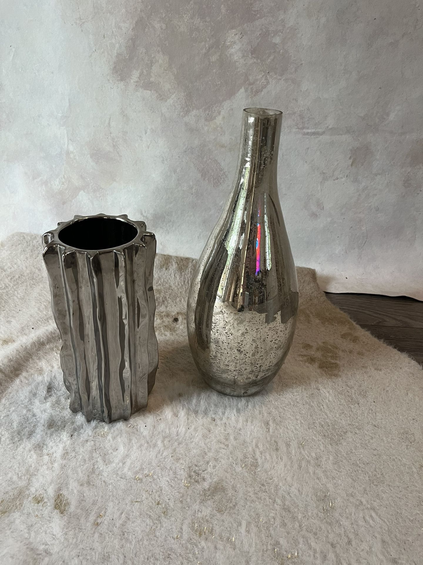 Modern Silver Glass Vases.
