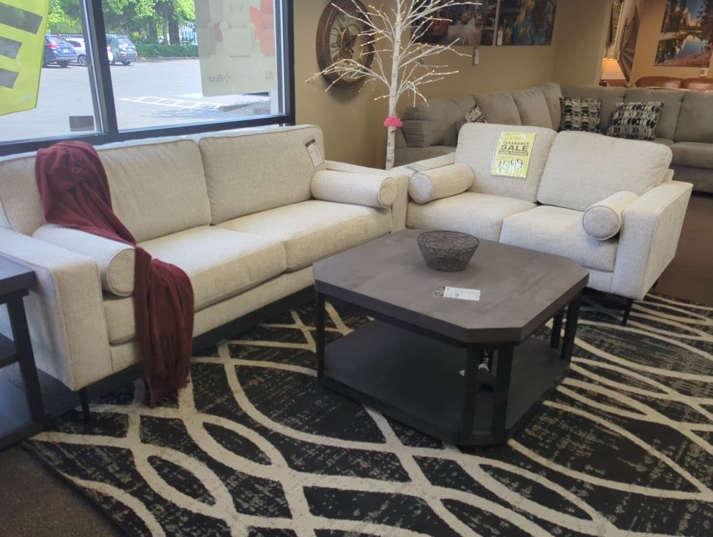 NEW White Mid Century Modern Sofa And Loveseat Set On Sale Now