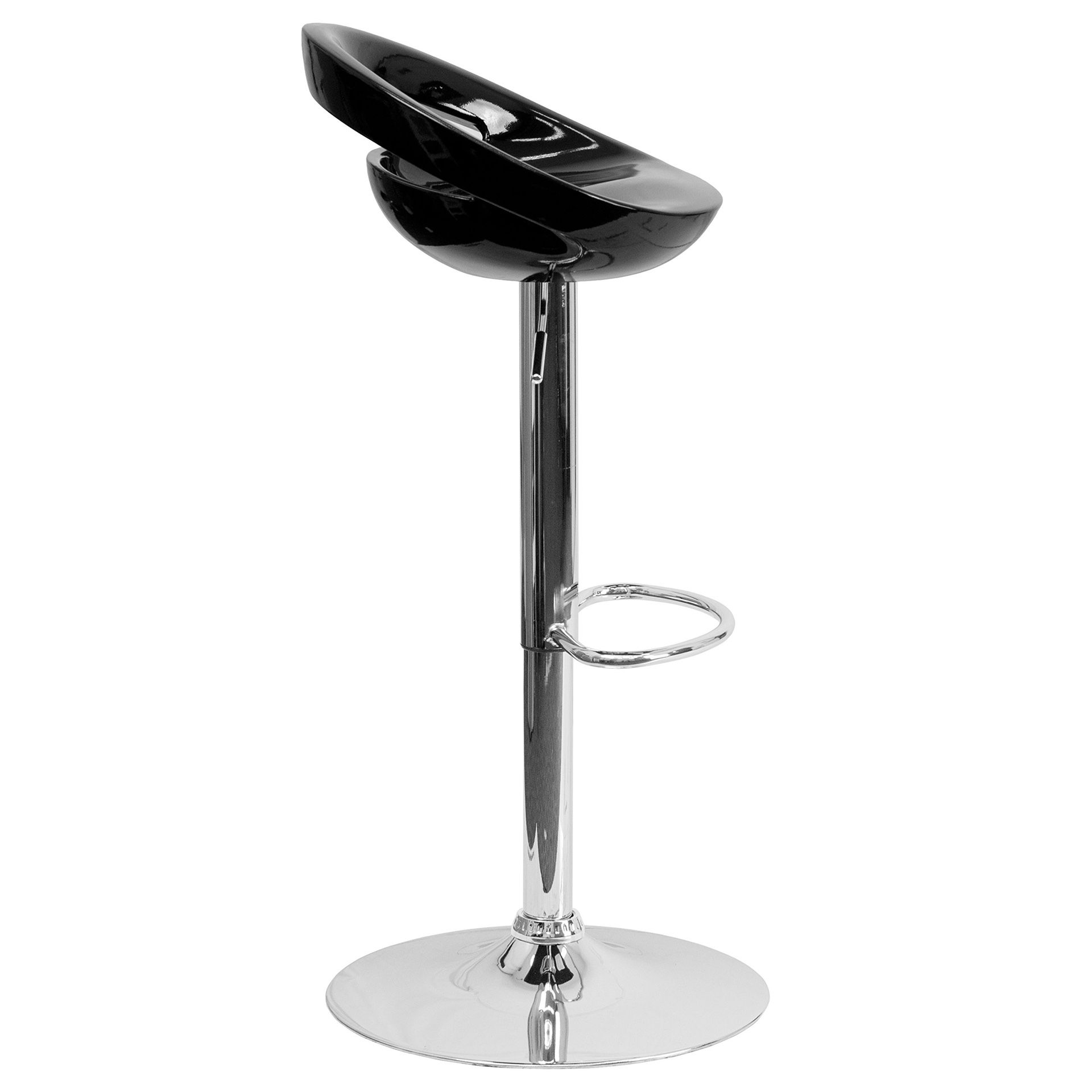 Flash Furniture Contemporary Black Plastic Adjustable Height Barstool with Chrome Base